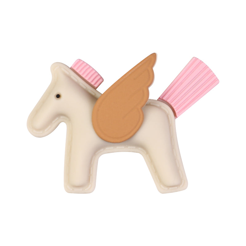 20Pcs Silicone 3D Focal Beads Flying Horse Brown Yellow Wings Tail 10