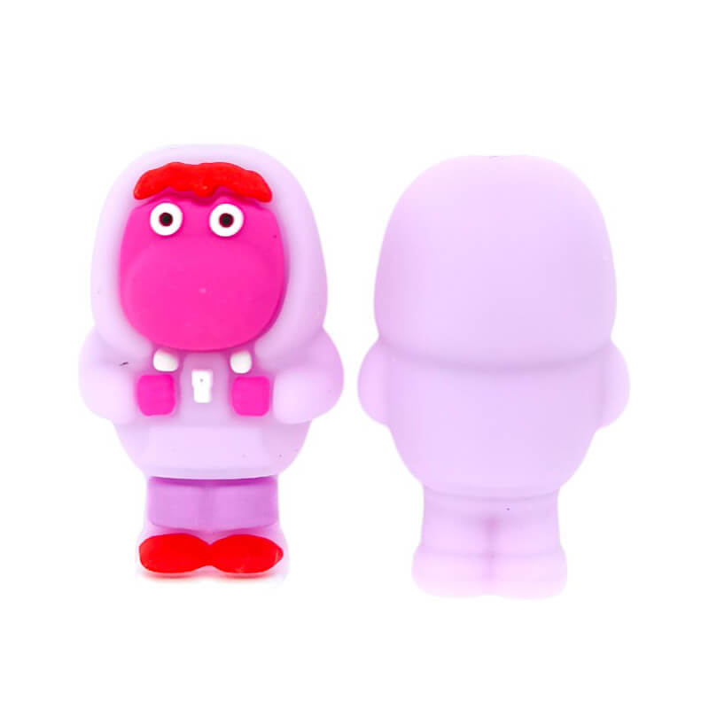 Silicone 3D Focal Beads Pink Alien Character Front Facing