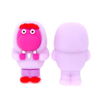 Silicone 3D Focal Beads Pink Alien Character Front Facing
