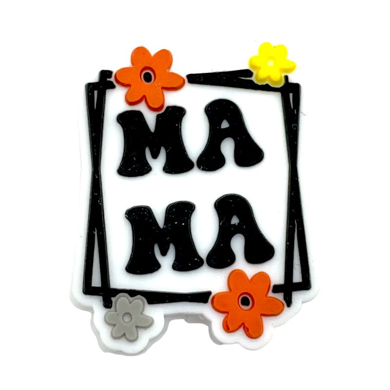 20pcs Silicone Focal Beads Mama Flower Frame Design