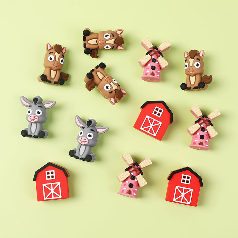 20Pcs Silicone 3D Focal Beads Farm Animal Theme Variety Set 5