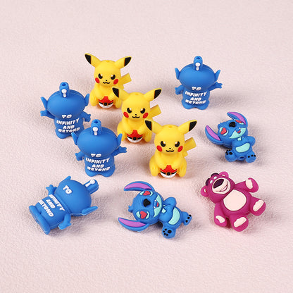 20Pcs Silicone 3D Focal Beads Yellow Mouse Round Cheeks Lightning Tail Blue Alien Character Large Ears Purple Bear Lying Pose 4