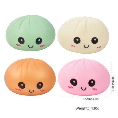 TPR Squishy Dumpling Stress Ball Cute Smiley Face Squeeze Toy for Stress Relief