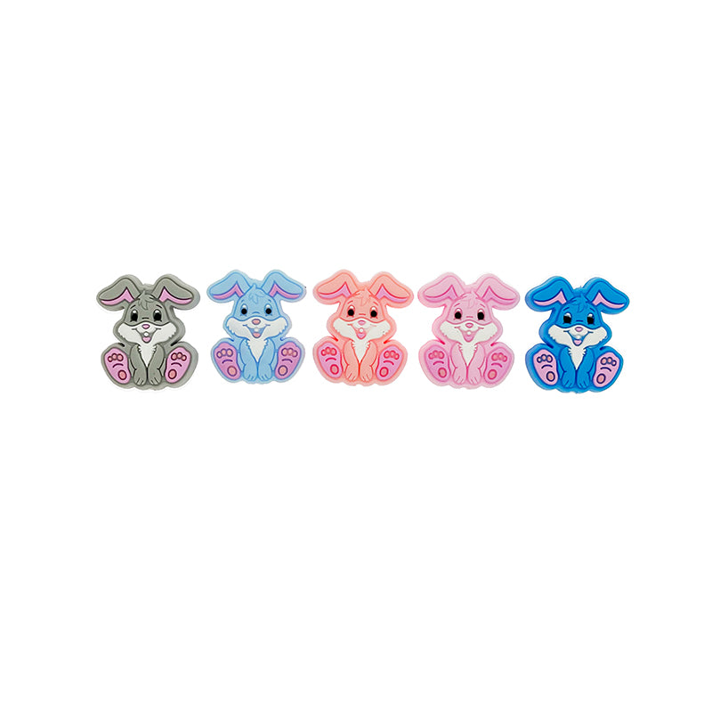 20pcs Silicone Focal Beads Rabbit Sitting Pose