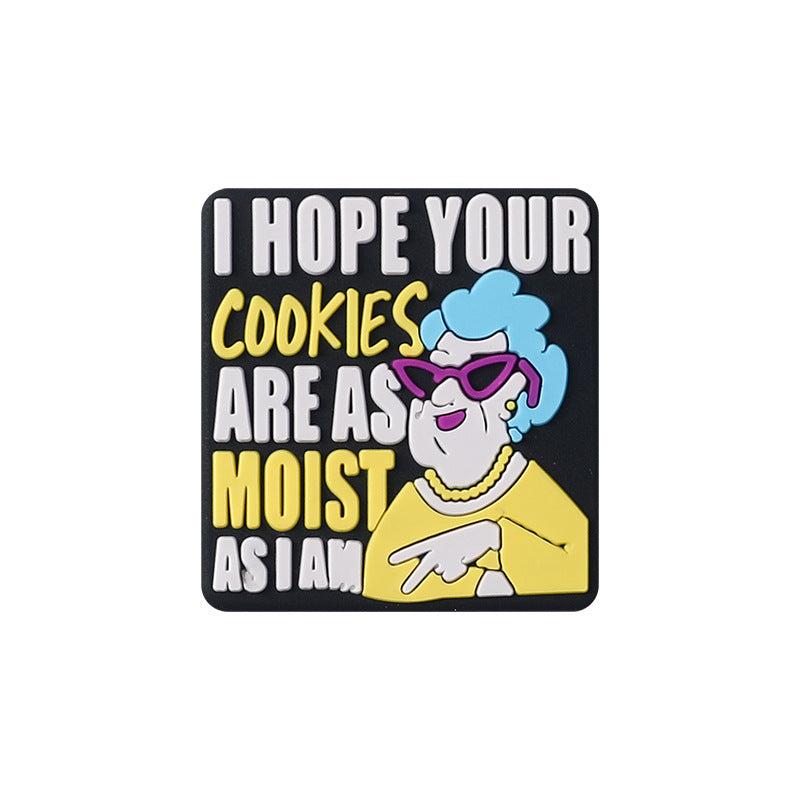 20Pcs Silicone Focal Beads Granny Woman Wearing Purple Sunglasses Text Design