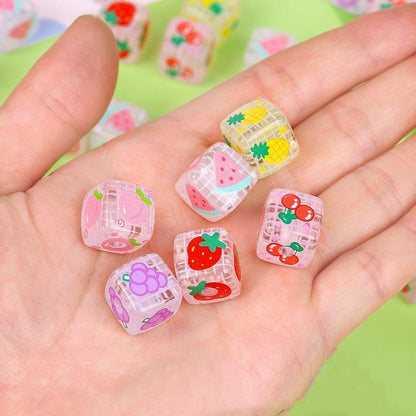 10pcs 14mm Fruit Square Transparent Acrylic Beads DIY Bracelet Making 4