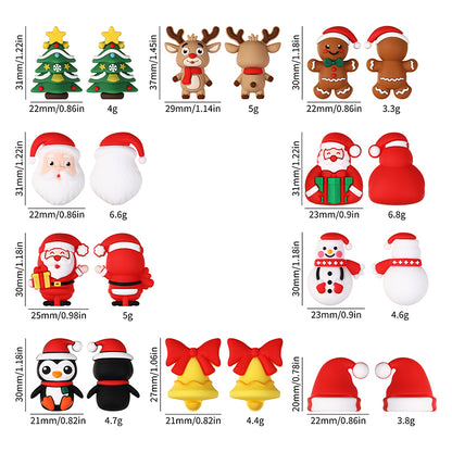 20Pcs Silicone 3D Focal Beads Christmas Themed Gingerbread Man Full Body 10