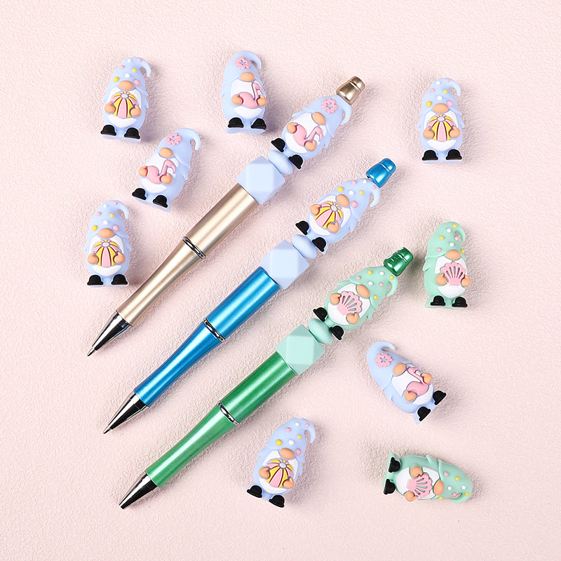 20Pcs Silicone 3D Focal Beads Summer Dwarf With Flower Detail 6