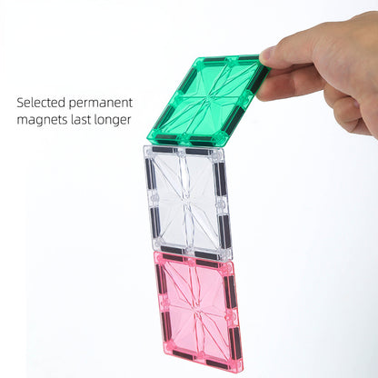 ABS Magnetic Tiles Building Blocks Educational STEM Toy 64 Pieces 2