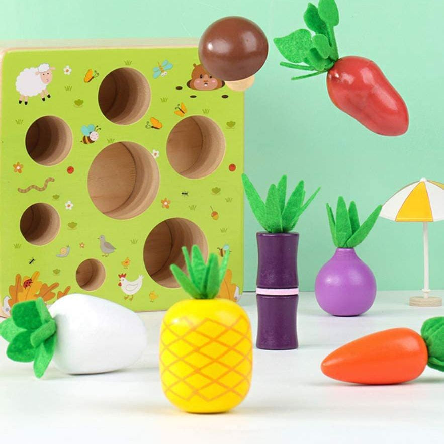 Wooden Pulling Radish Montessori Toy Size Classification for Toddlers 2