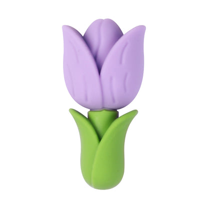 20Pcs Silicone 3D Focal Beads Tulip Flower with Green Leaves 12