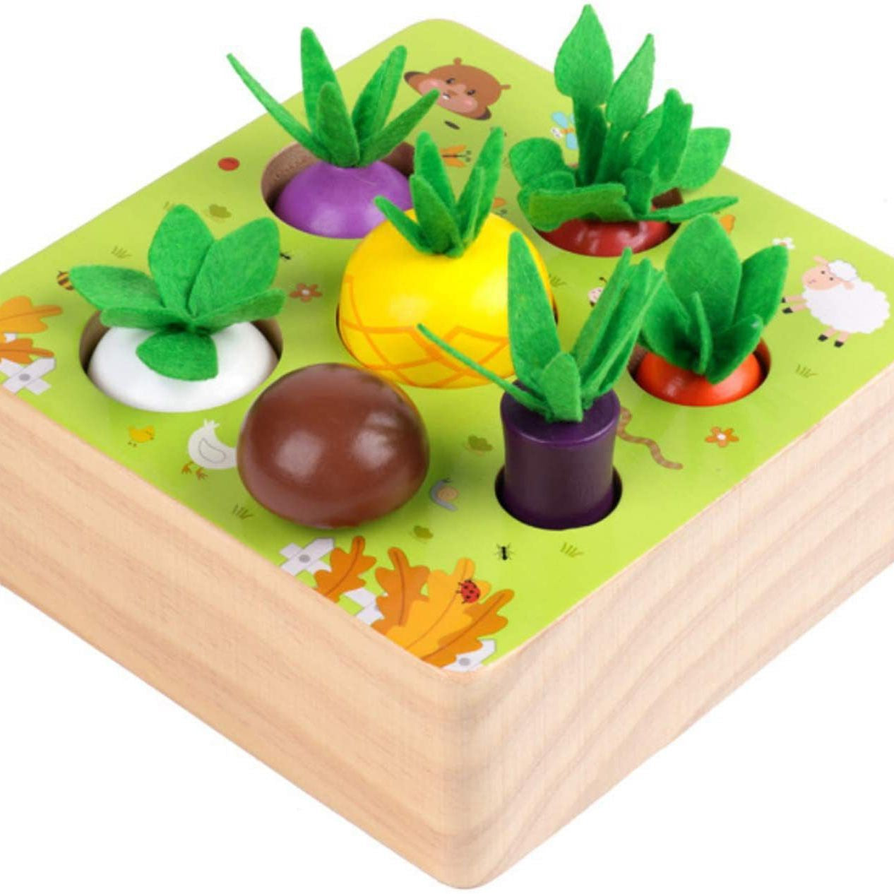 Wooden Pulling Radish Montessori Toy Size Classification for Toddlers 4