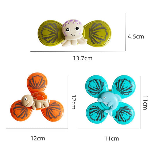 Plastic Suction Cup Spinner Bath Toys Set of 3 for Toddlers