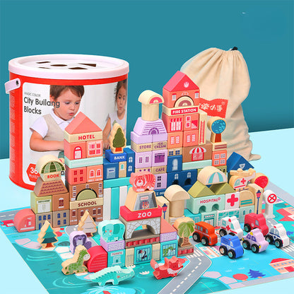 Wooden Building Blocks Educational Montessori Toys for Kids 6