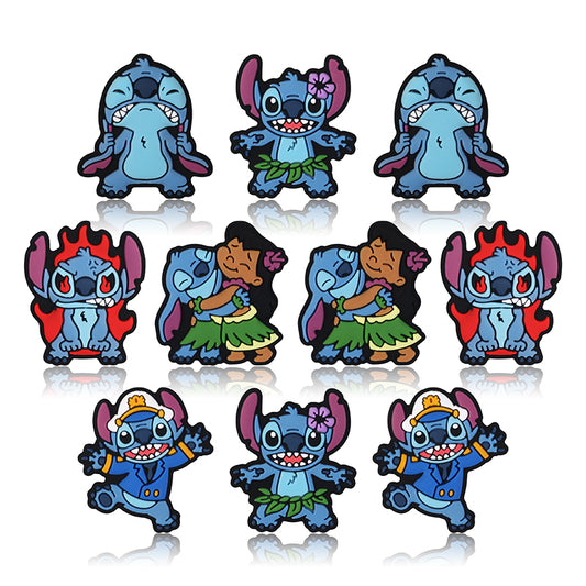 20Pcs Silicone Focal Beads Blue Alien Character Large Ears Variety