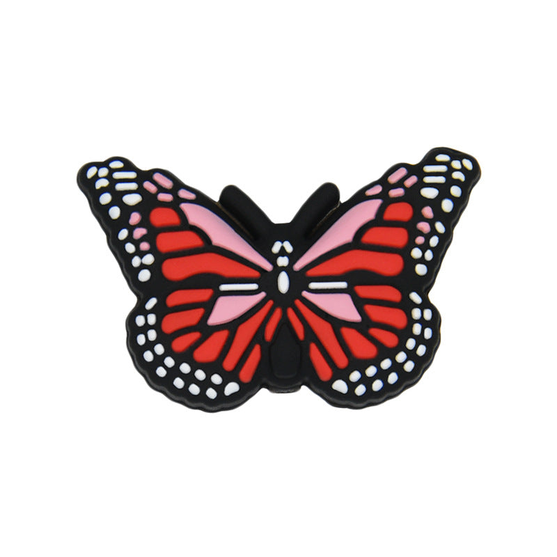 20pcs Silicone Focal Beads Butterfly Colorful Pattern Design 6