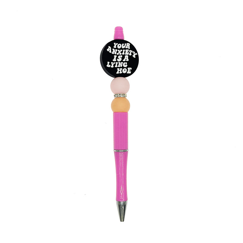 20pcs Silicone Focal Beads Your Anxiety Is A Lying Hoe Text Design 3
