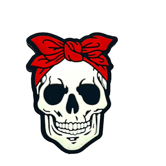 20pcs Silicone Focal Beads Halloween Skull Wearing Bandana