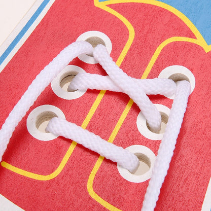 Wooden Montessori Toys Practice Tying Shoelaces Learning Toy 5