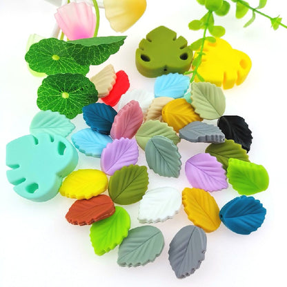 20pcs Silicone Focal Beads Colorful Leaves Leaf Shape 2