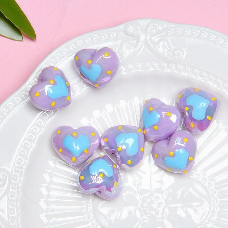 2pcs Light In The Dark Heart Acrylic Beads DIY Bracelet Making 7