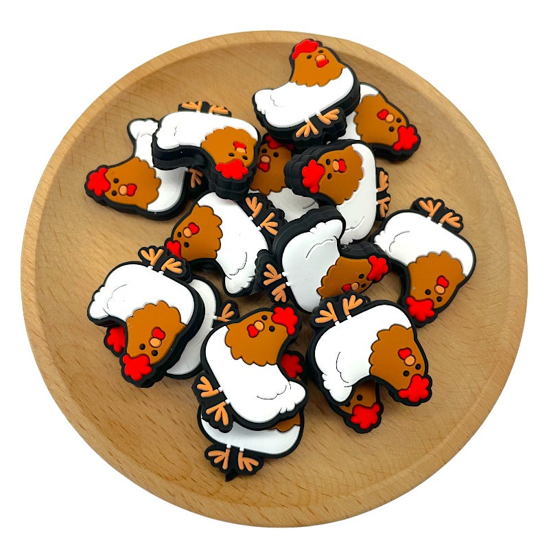 20pcs Silicone Focal Beads Easter Hen Front Facing 2