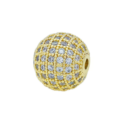 5pcs 12mm Zirconia Paved Round Brass Round Beads 7