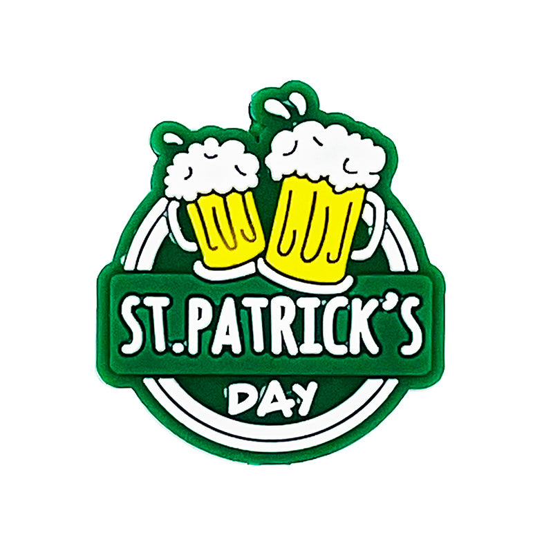 20pcs Silicone Focal Beads St Patrick's Day Beer Mugs Design