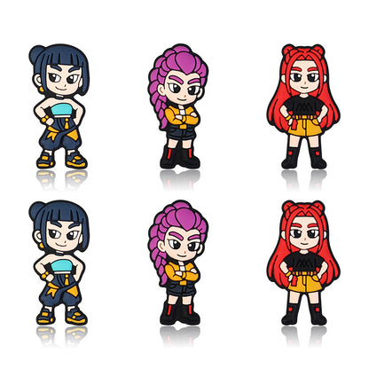 20Pcs Silicone Focal Beads Girl Characters Standing Pose with Colorful Hair