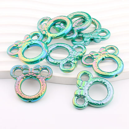 2Pcs 34x37mm Deep UV Color Plated Mickey Ring Head Acrylic Beads 11