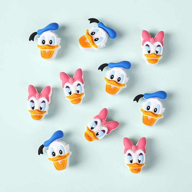 20Pcs Silicone 3D Focal Beads Blue Alien Character Large Ears Pink Rabbit Bow 2