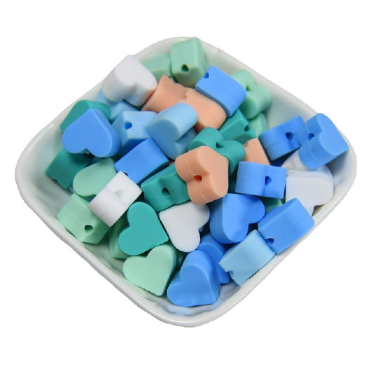 50pcs 14mm Heart Silicone Beads Colorful Diy Teether Accessories