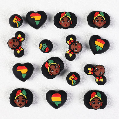 20Pcs Silicone 3D Focal Beads Black June Festival Motifs Variety 7