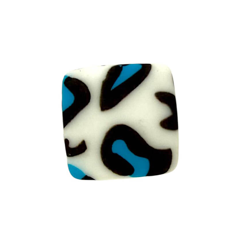 50pcs 13.5mm Printed Square Silicone Beads Variety Designs 10