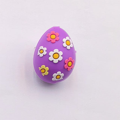 Silicone 3D Focal Beads Easter Egg Four Color Flower Design 3