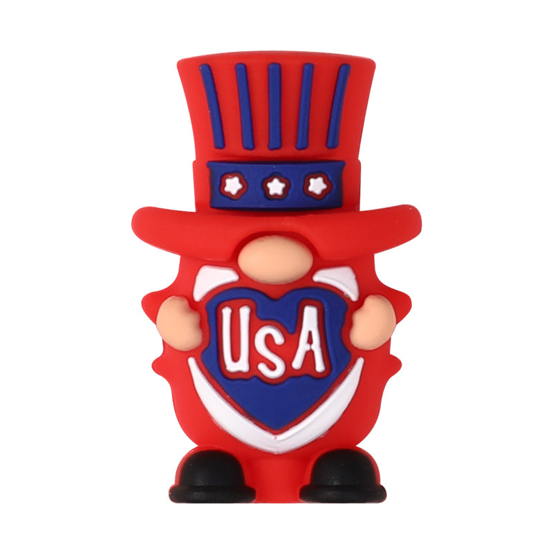20Pcs Silicone 3D Focal Beads Independence Day Dwarf USA Theme 12
