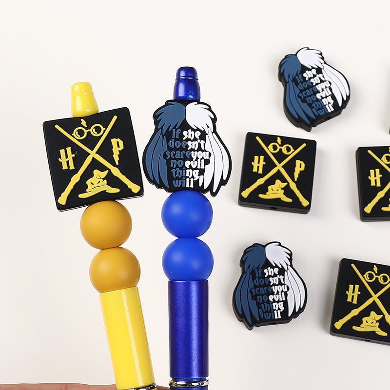 20Pcs Silicone Focal Beads Witch Magician With Printed Text 7