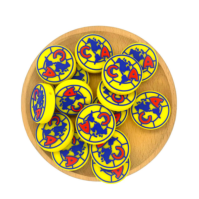 Silicone Focal Beads Globe and Initials Round Design 2