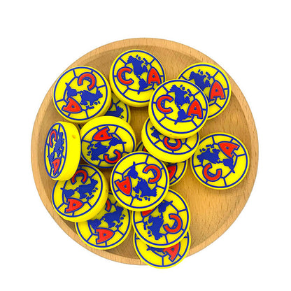 Silicone Focal Beads Globe and Initials Round Design 2