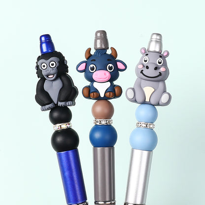 20Pcs Silicone 3D Focal Beads Panda Lion Sloth Animal Sitting Pose 9