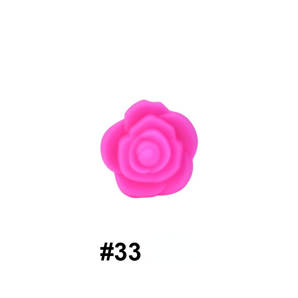 50pcs Silicone Focal Beads Rose Flower Double-Sided Design 20