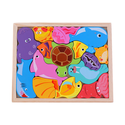 Cartoon Animal Wooden 3D Puzzle Educational Toy for Kids 3