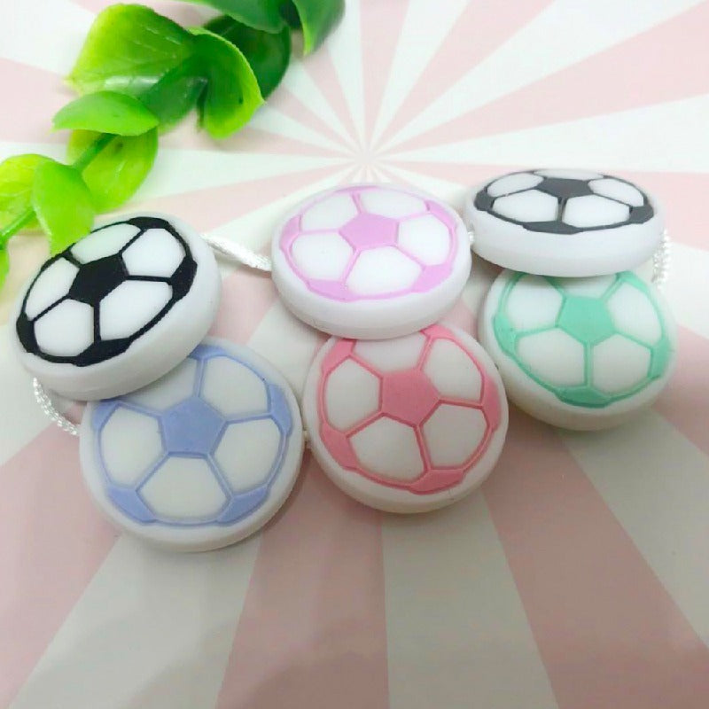 20pcs Silicone Focal Beads Football Round Detail 3
