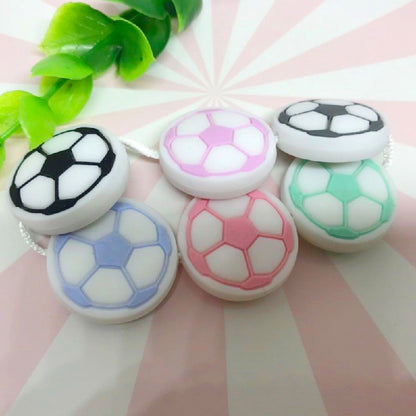 20pcs Silicone Focal Beads Football Round Detail 3
