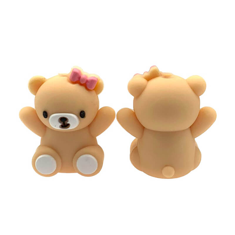 Silicone 3D Focal Beads Cute Bear Wearing Bow Tie Detail 3