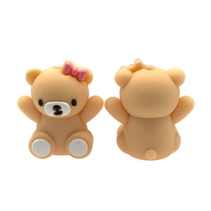 Silicone 3D Focal Beads Cute Bear Wearing Bow Tie Detail 3