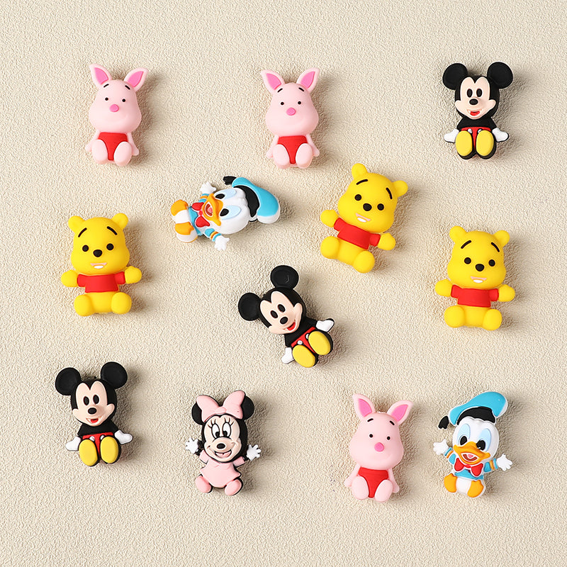 20Pcs Silicone 3D Focal Beads Blue Alien Character Large Ears Sitting Pose 2