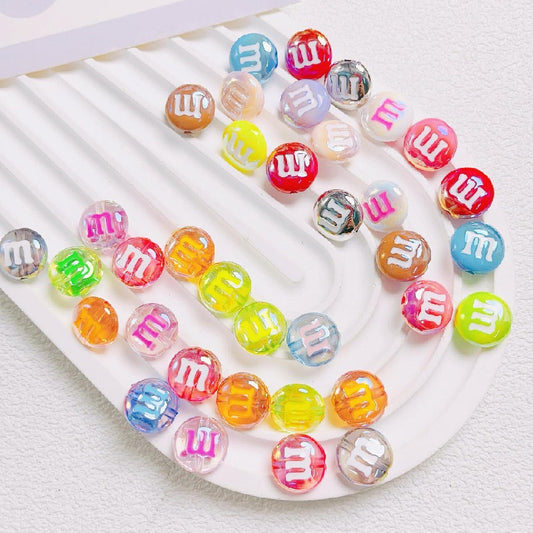 10pcs 14mm M Beans Acrylic Beads Jewelry Making Craft Supplies