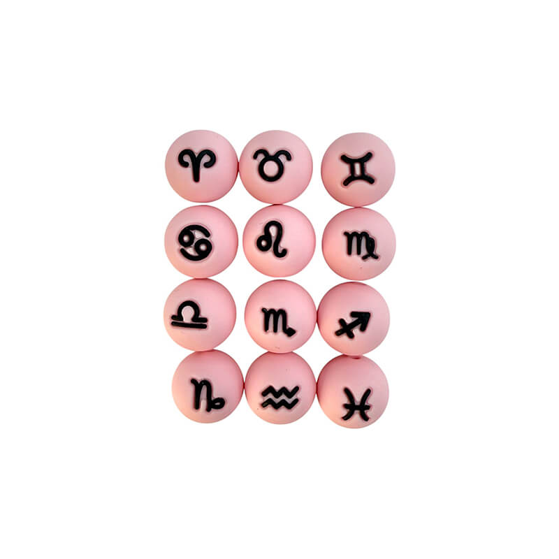 1 Set Silicone Focal Beads Twelve Constellation Symbol 15mm Round Shape 5