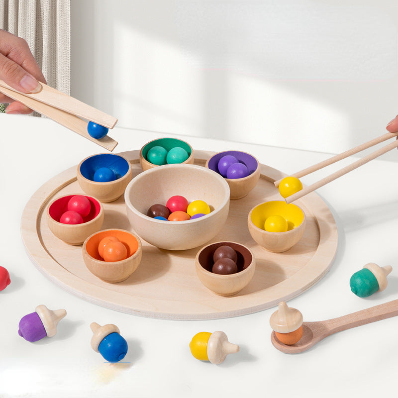 Wooden Montessori Toys Clamp Beads Sorting Cup for Toddlers 2